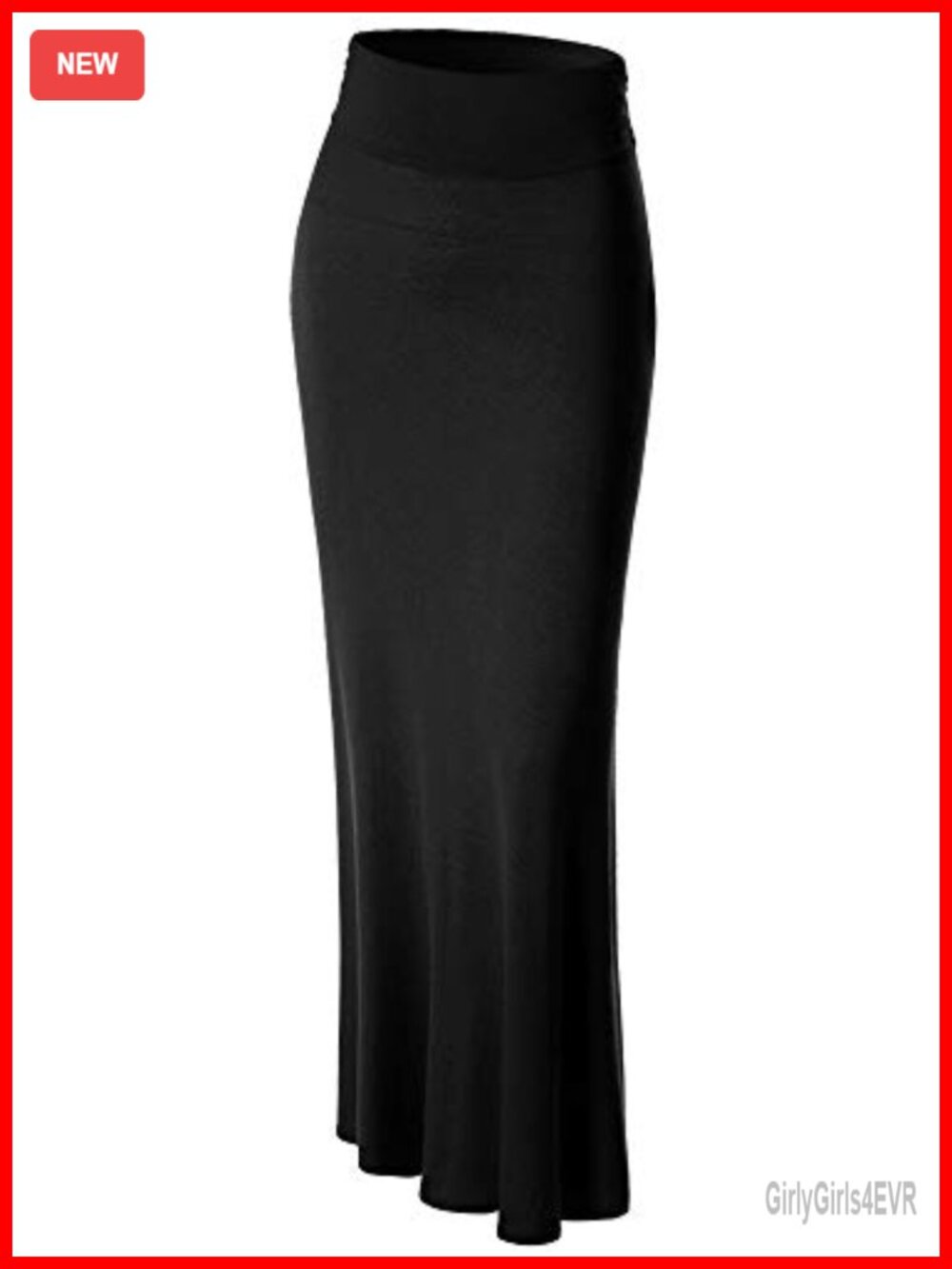 Lightweight Rayon Jersey Fold Over Maxi Skirt Casual Long Flare Lounge